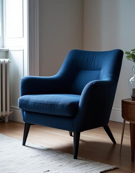 Designer lounge chair with wood accents